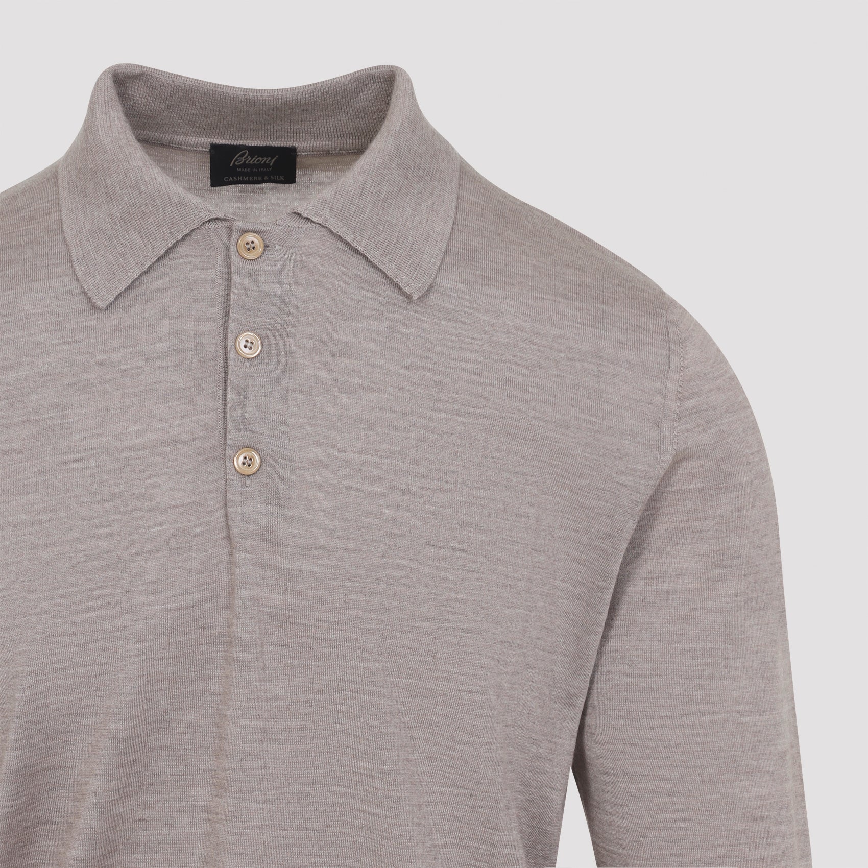 BRIONI Long Sleeve Cashmere Blend Polo for Men