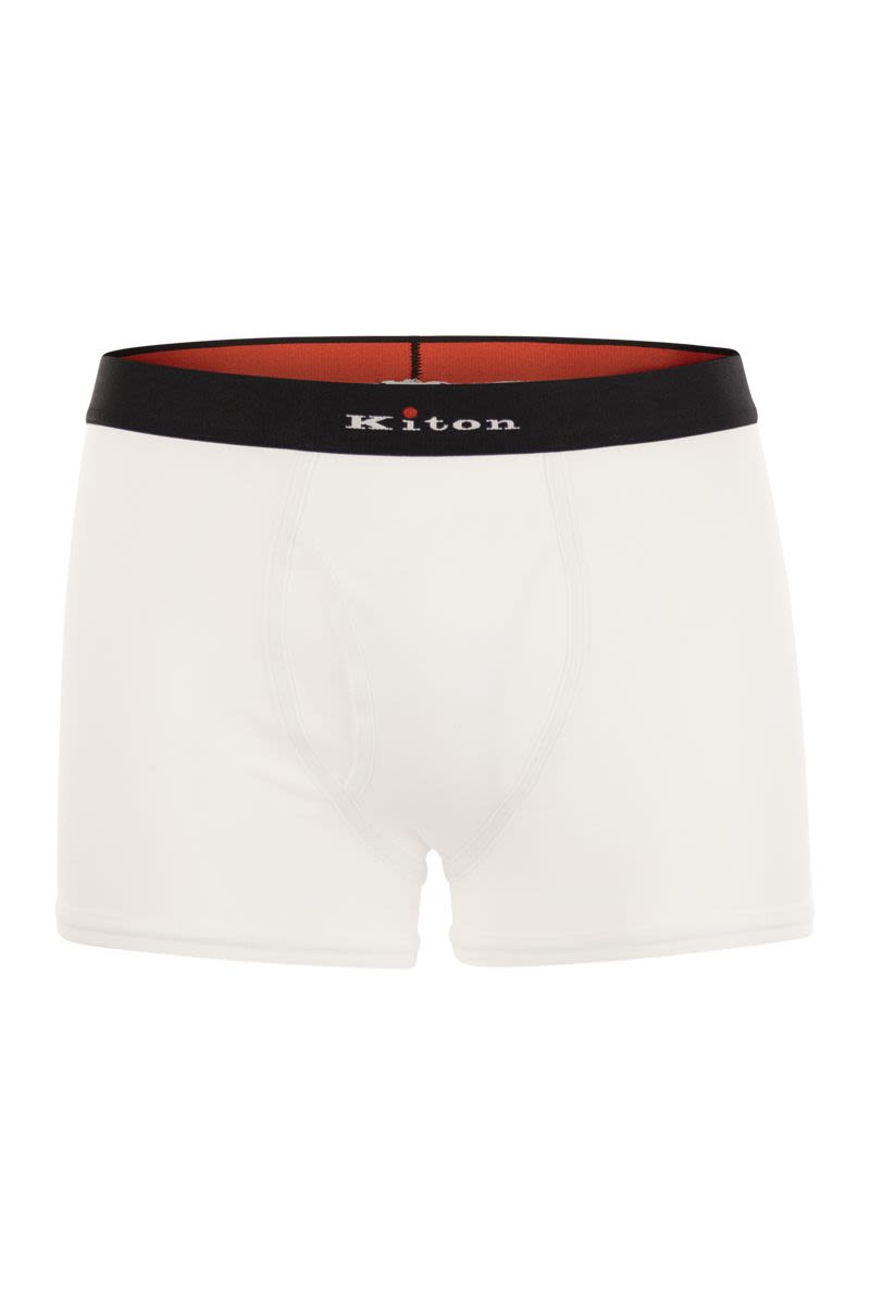 KITON Stretch Cotton Mini Boxer Shorts with Logo