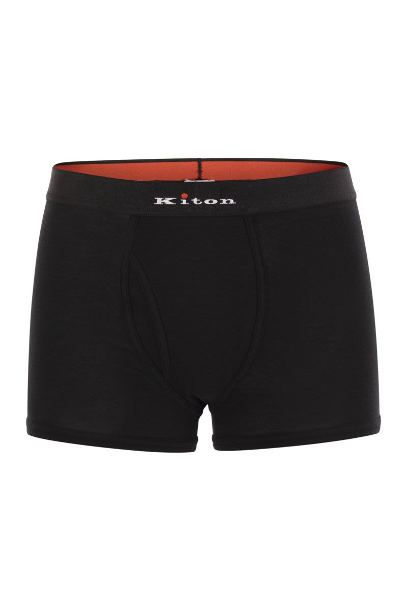 KITON Stretch Cotton Boxer Shorts with Logo