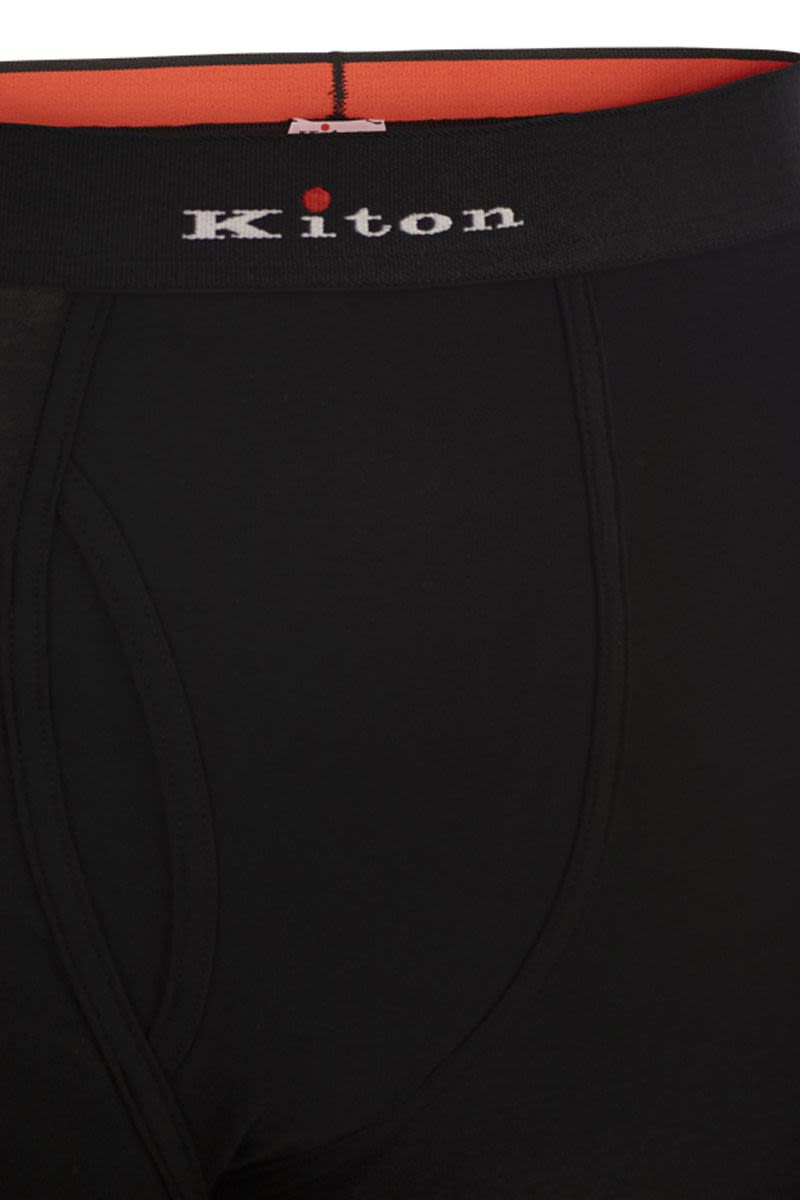 KITON Stretch Cotton Boxer Shorts with Logo