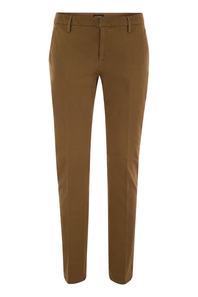 DONDUP Regular Chino Trousers with Light Gabardine Texture