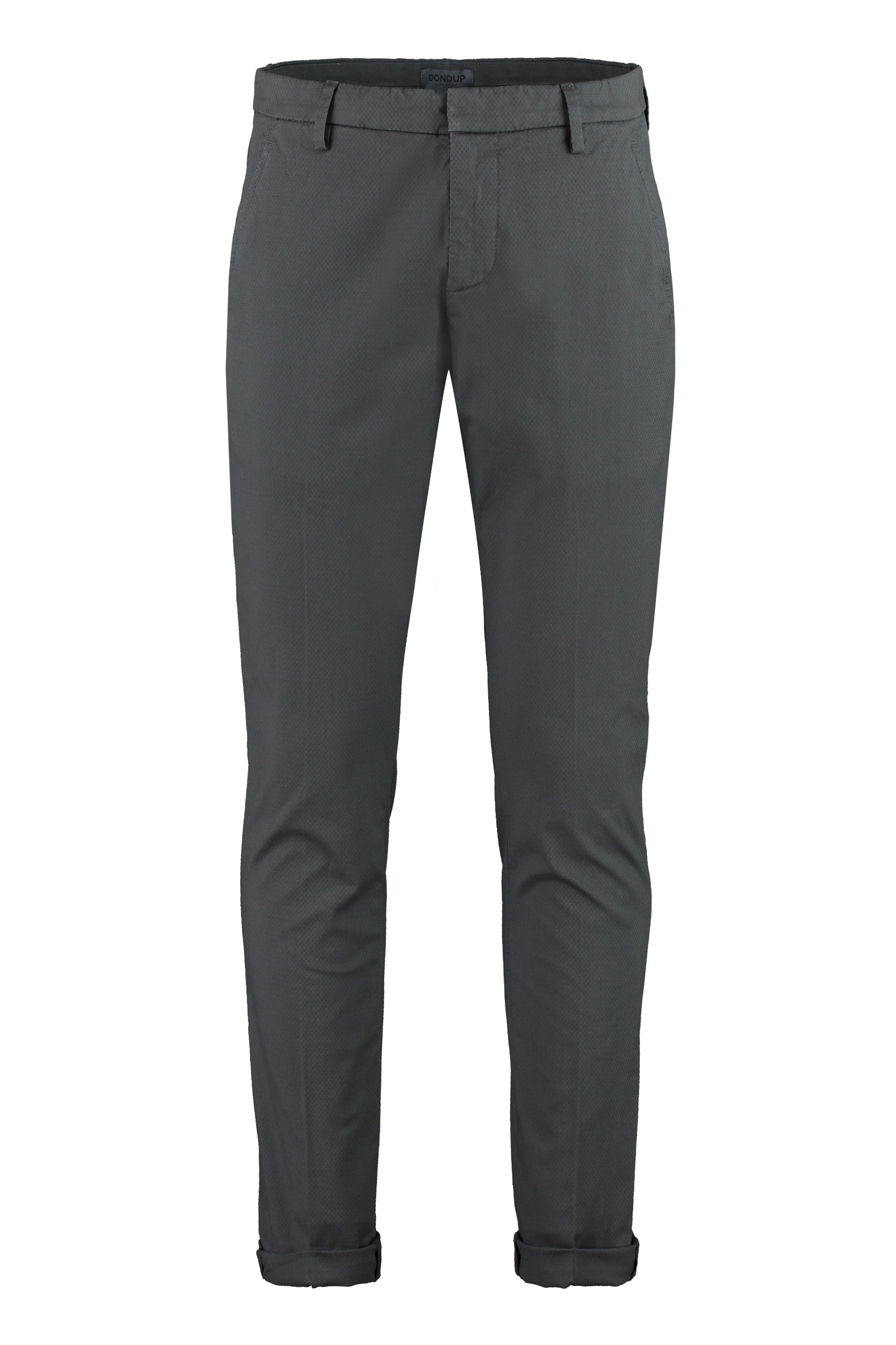 DONDUP Cuffed Hem Stretch Cotton Trousers for Men