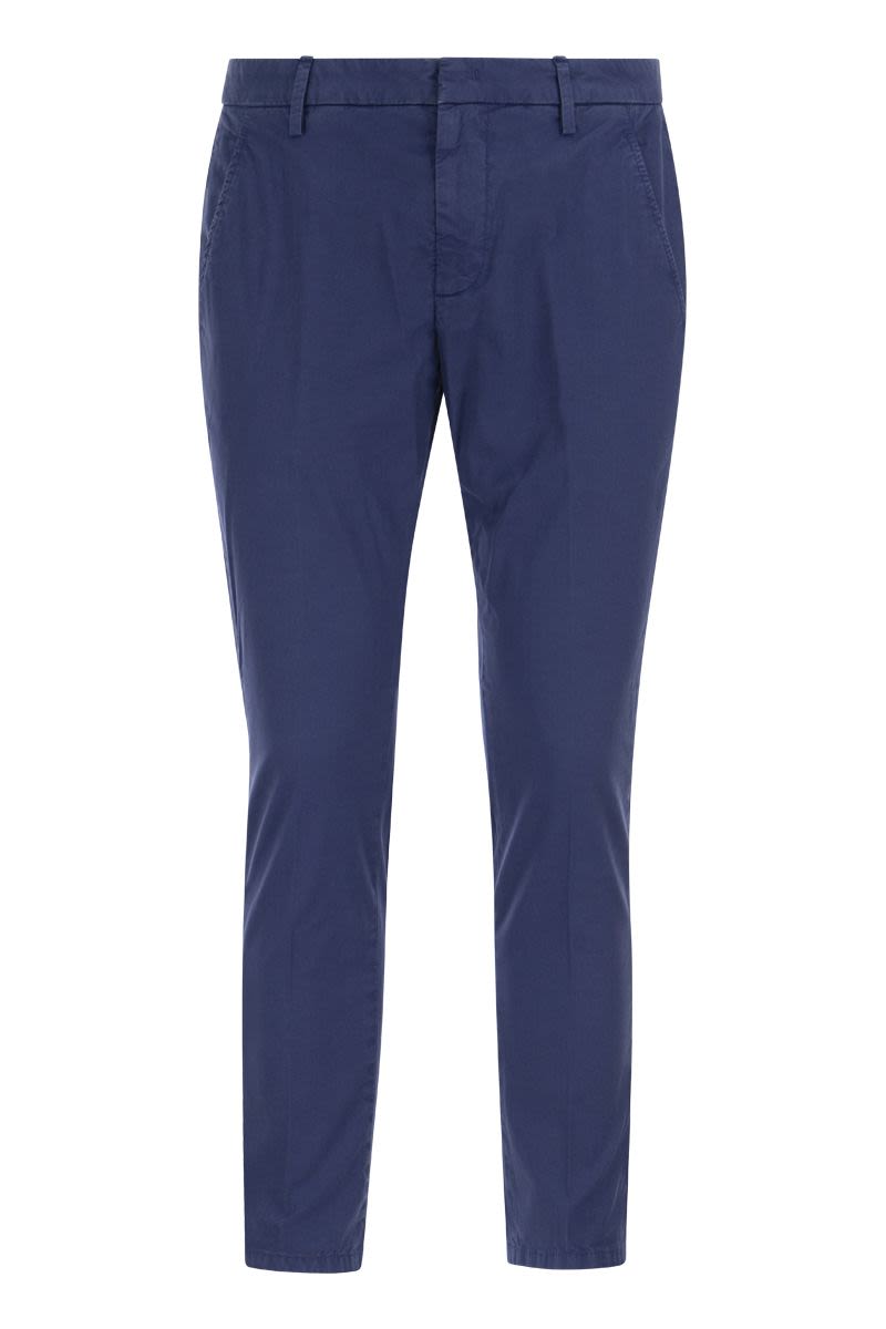 DONDUP Slim-Fit Cotton Trousers for Men - Ankle Length