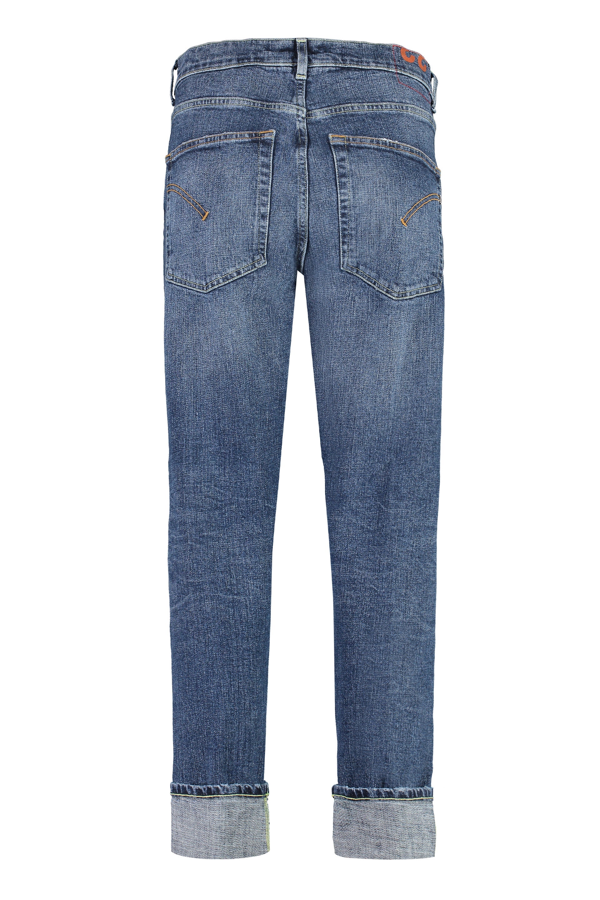 DONDUP Slim Fit Jeans with Engraved Metal Details