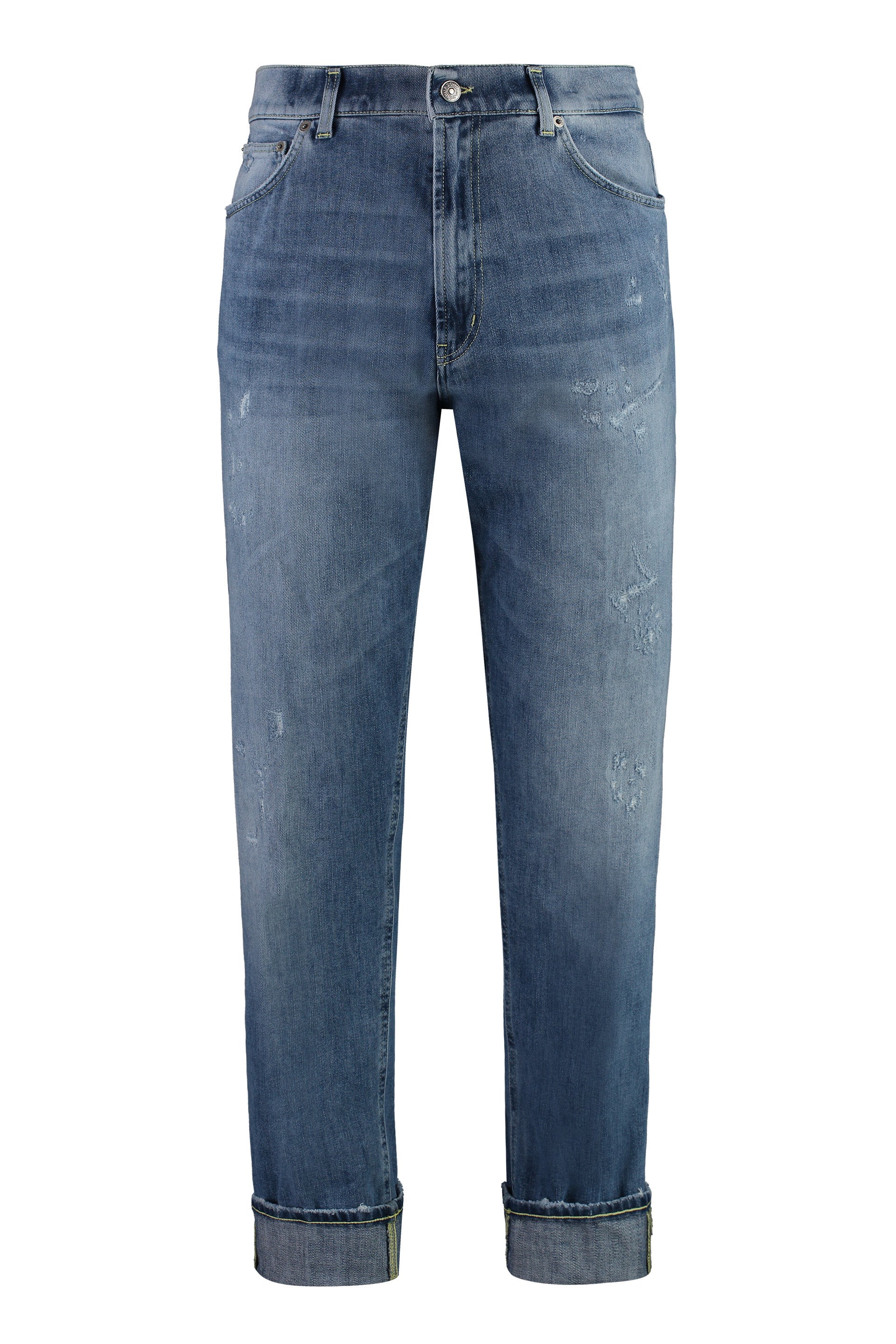 DONDUP Slim Fit Distressed Cuffed Jeans