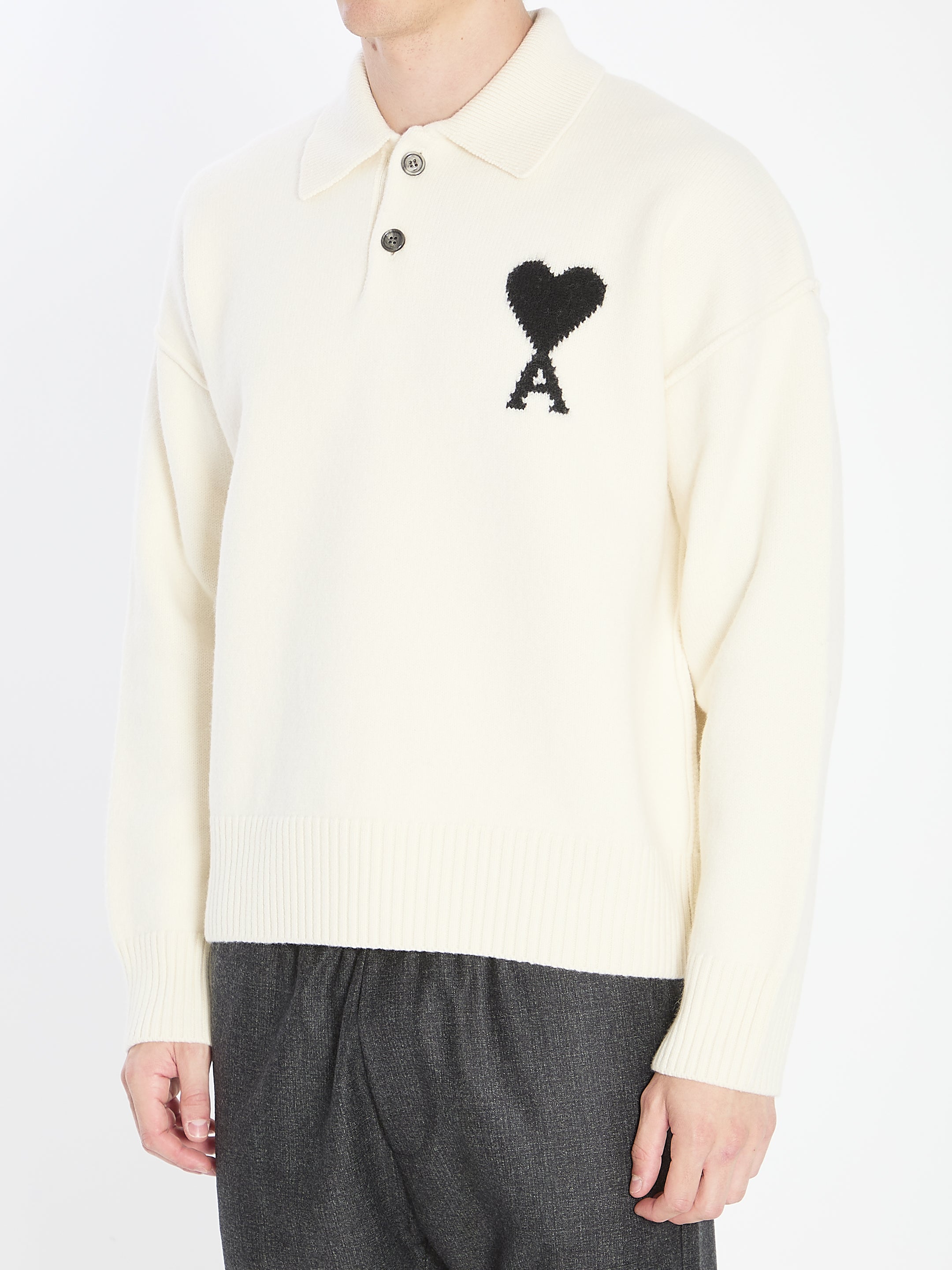 AMI PARIS Men's Regular Fit Polo with AMI of Coeur Design