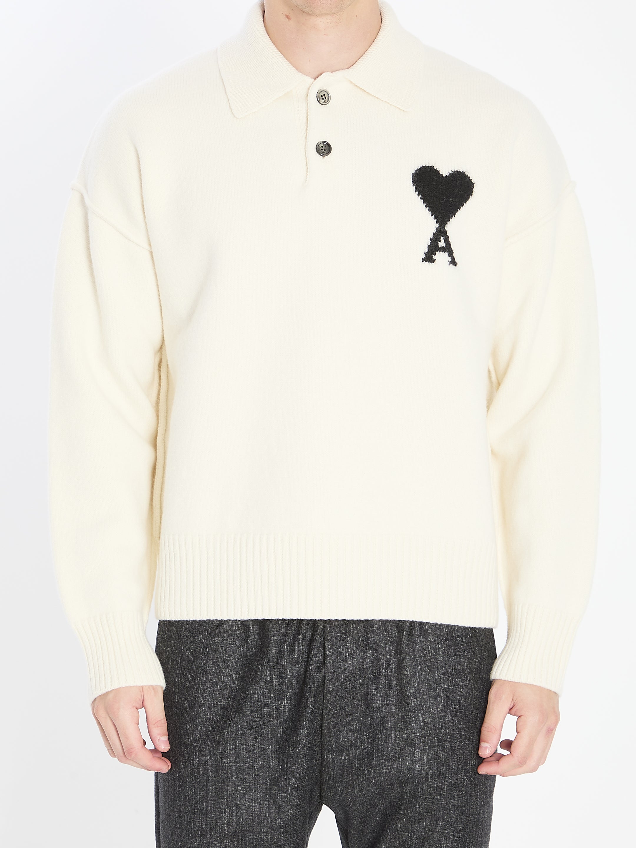 AMI PARIS Men's Regular Fit Polo with AMI of Coeur Design