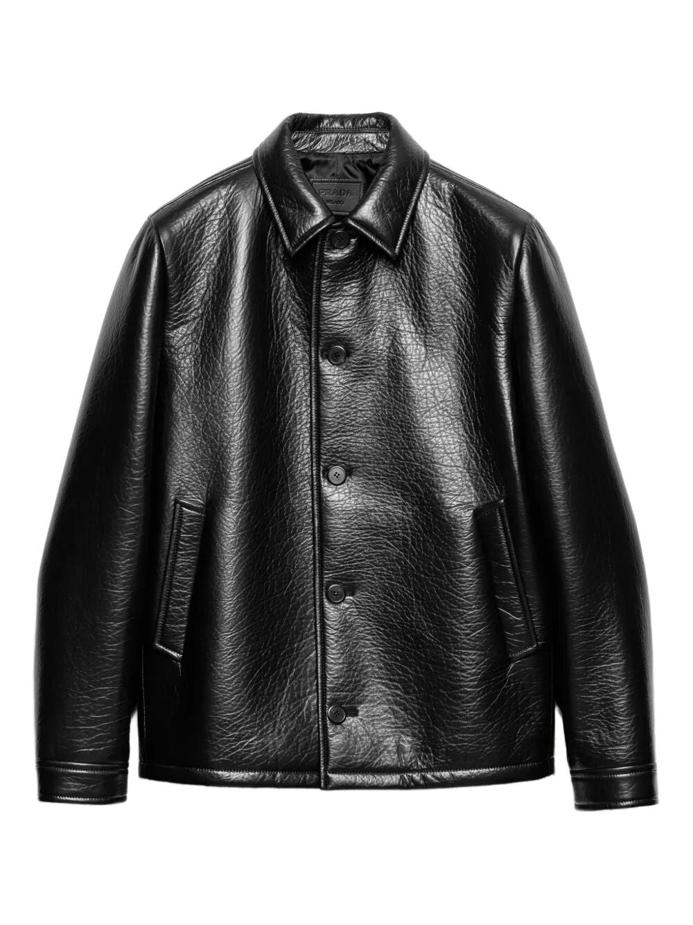 PRADA Nappa Leather Caban Jacket for Men - Regular Fit