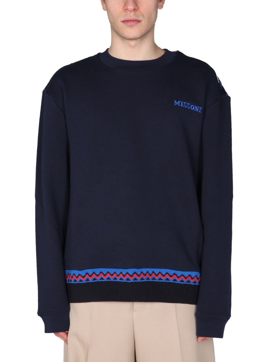 MISSONI Crew Neck Sweatshirt with Embroidered Detail