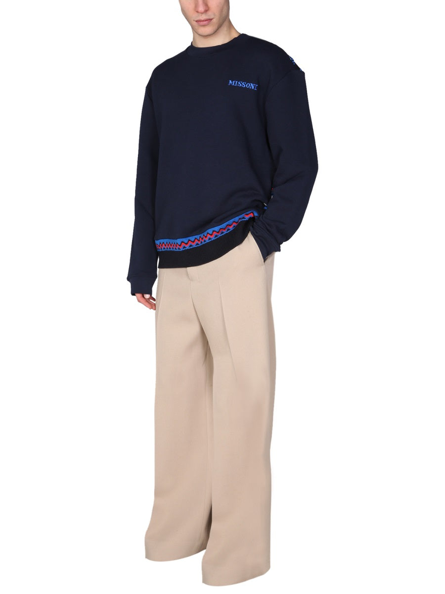 MISSONI Crew Neck Sweatshirt with Embroidered Detail