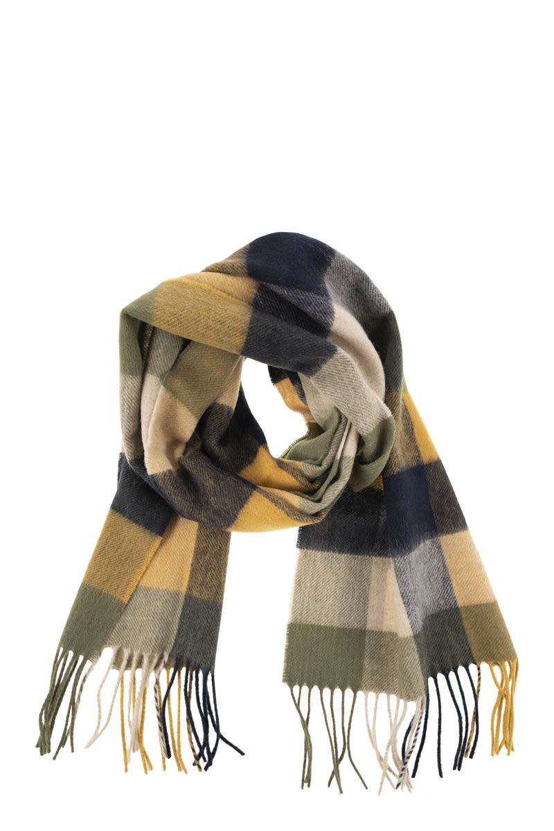 BARBOUR Large Checkered Wool Scarf