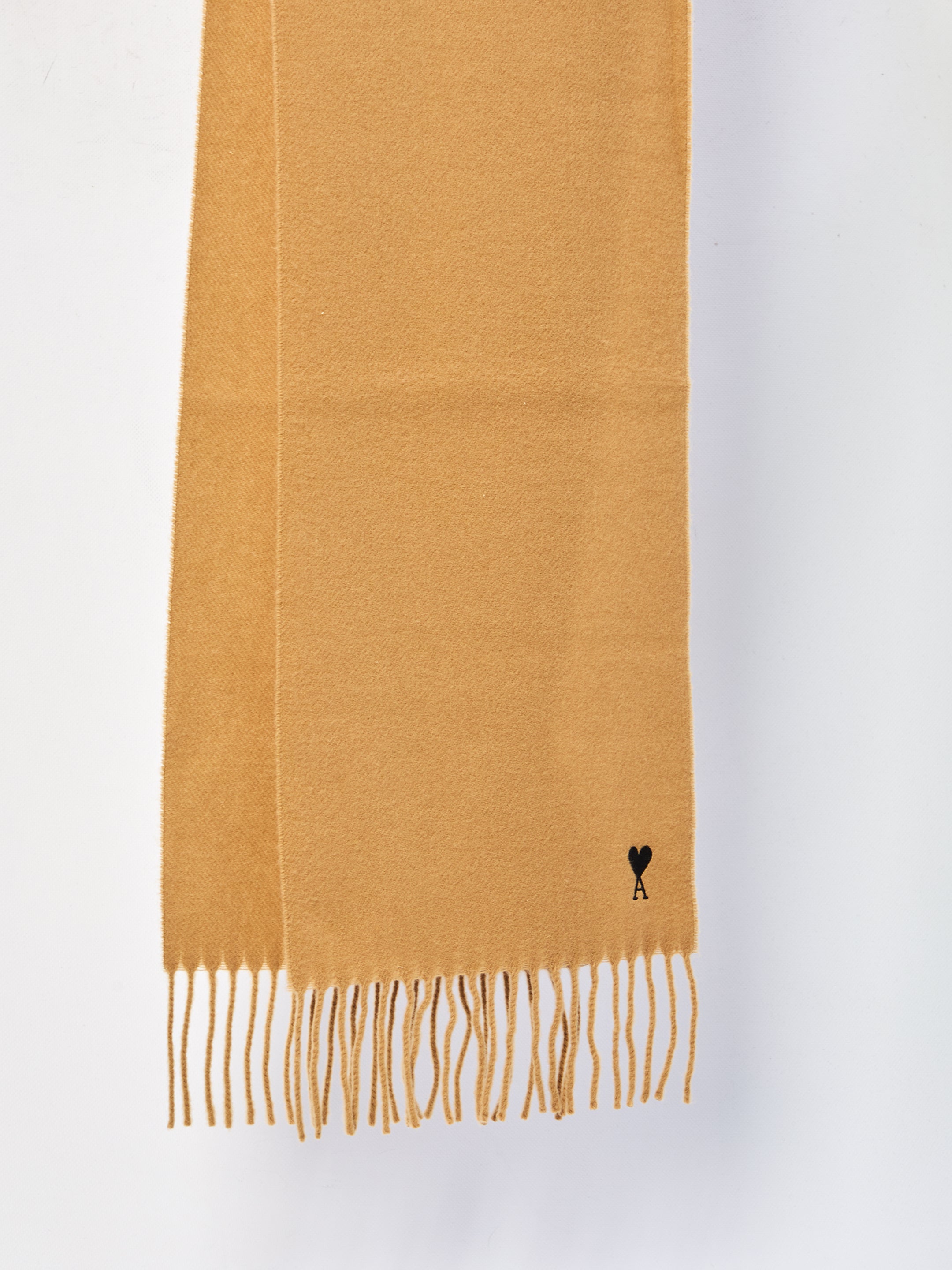 AMI PARIS Wool Scarf with Embroidered Heart Design - 25 x 190 cm