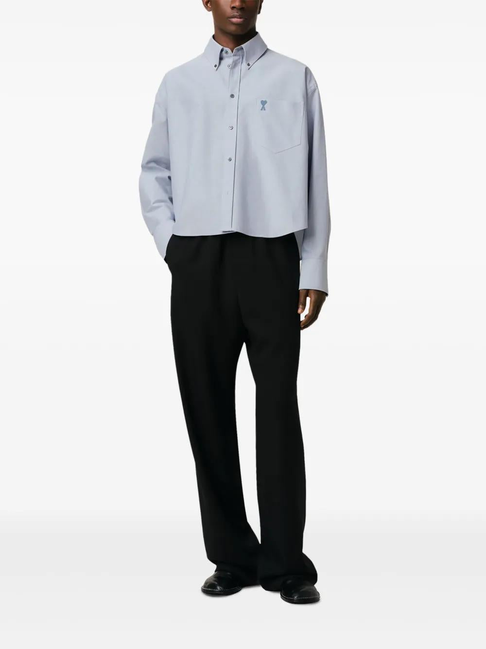 AMI PARIS Cropped Oversize Button-Up Shirt
