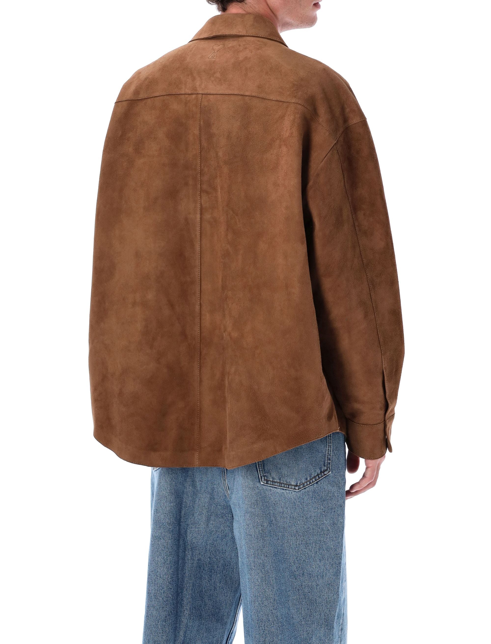 AMI PARIS Refined Goat Suede Overshirt - Size L