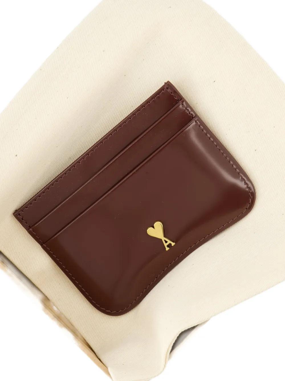 AMI PARIS Mini Leather Cardholder with Heart Logo