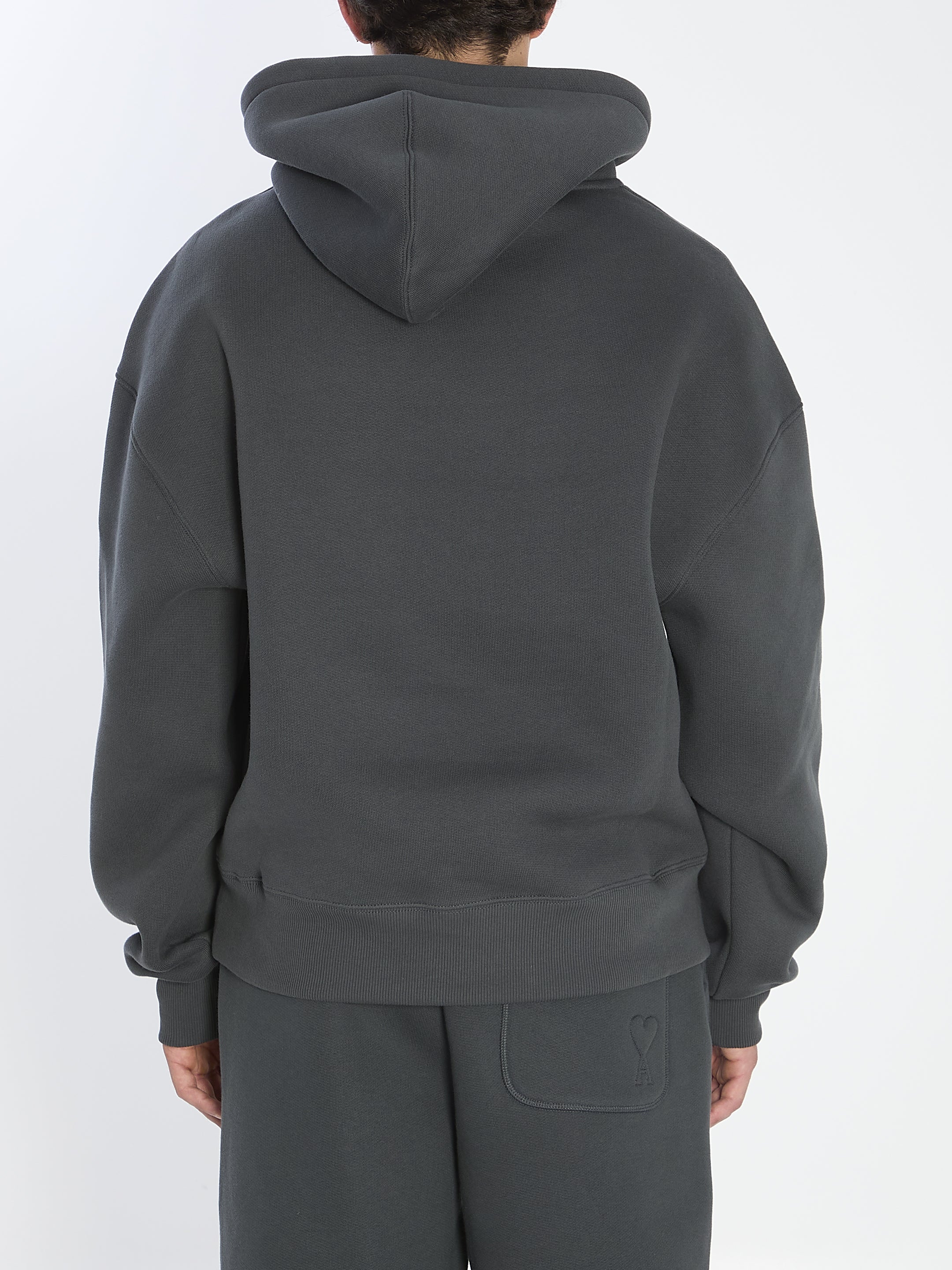 AMI PARIS Men's Regular Fit Hoodie with Embroidered Logo - Size L