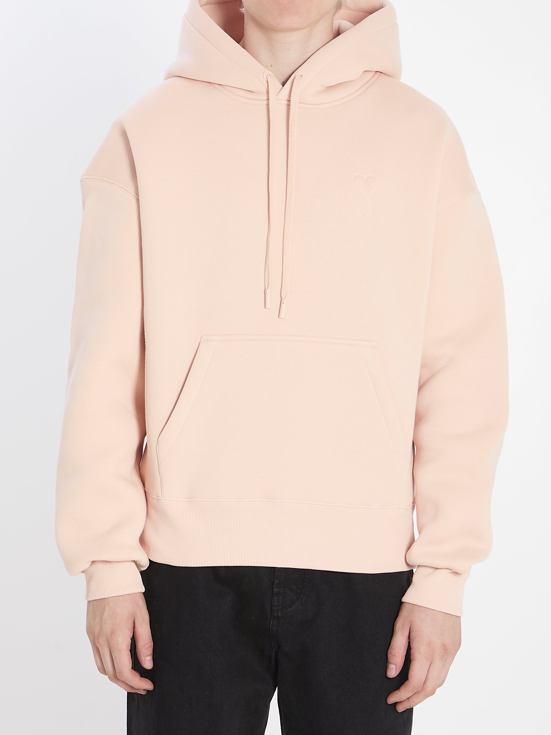 AMI PARIS Men's Regular Fit Hoodie with Raised Logo - Size L