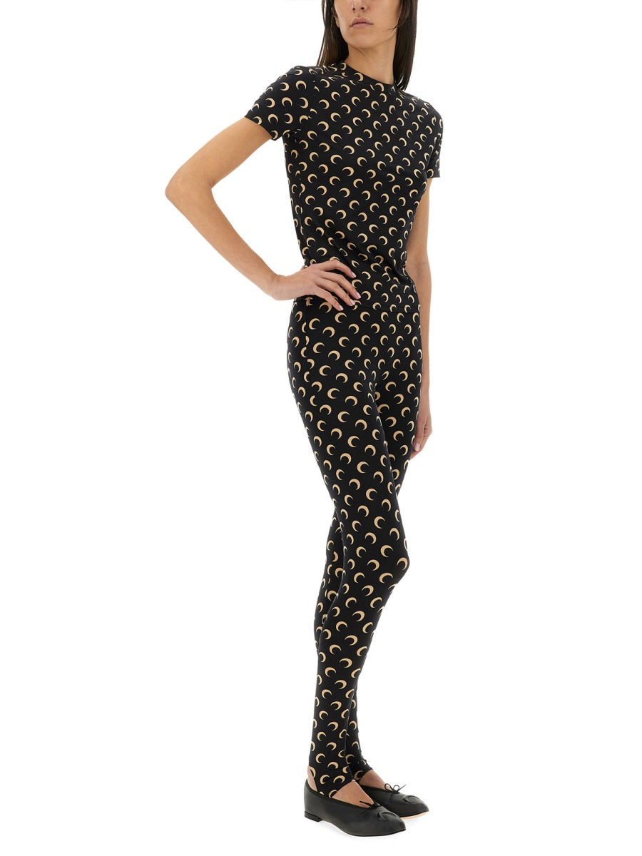 MARINE SERRE Recycled Moon Print Second Skin Short Sleeve Mini T-Shirt