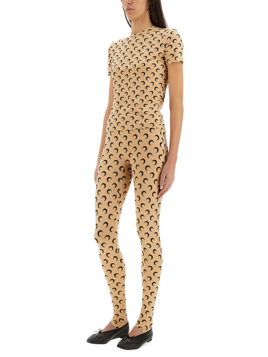 MARINE SERRE Recycled Moon Print Second Skin Short Sleeves T-Shirt