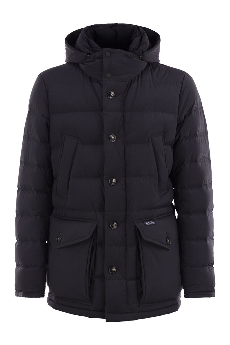 KITON Men's Hooded Long Down Jacket