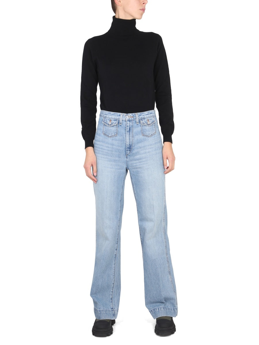 BALLANTYNE Women's Cross-Neck Ribbed Turtleneck Sweater