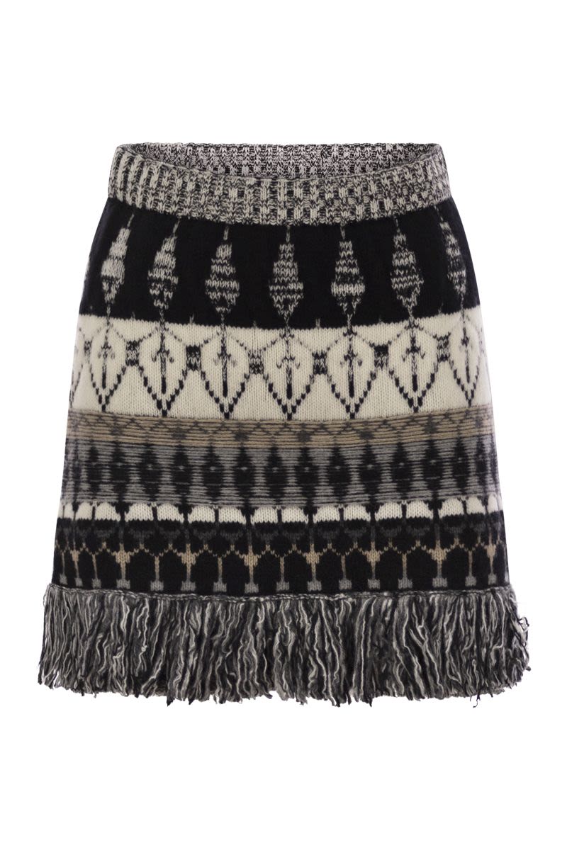 VANISÉ Wool and Cashmere Blend Jacquard Mini Skirt