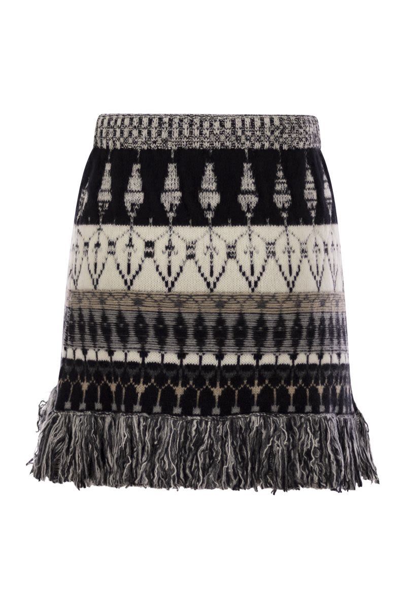 VANISÉ Wool and Cashmere Blend Jacquard Mini Skirt