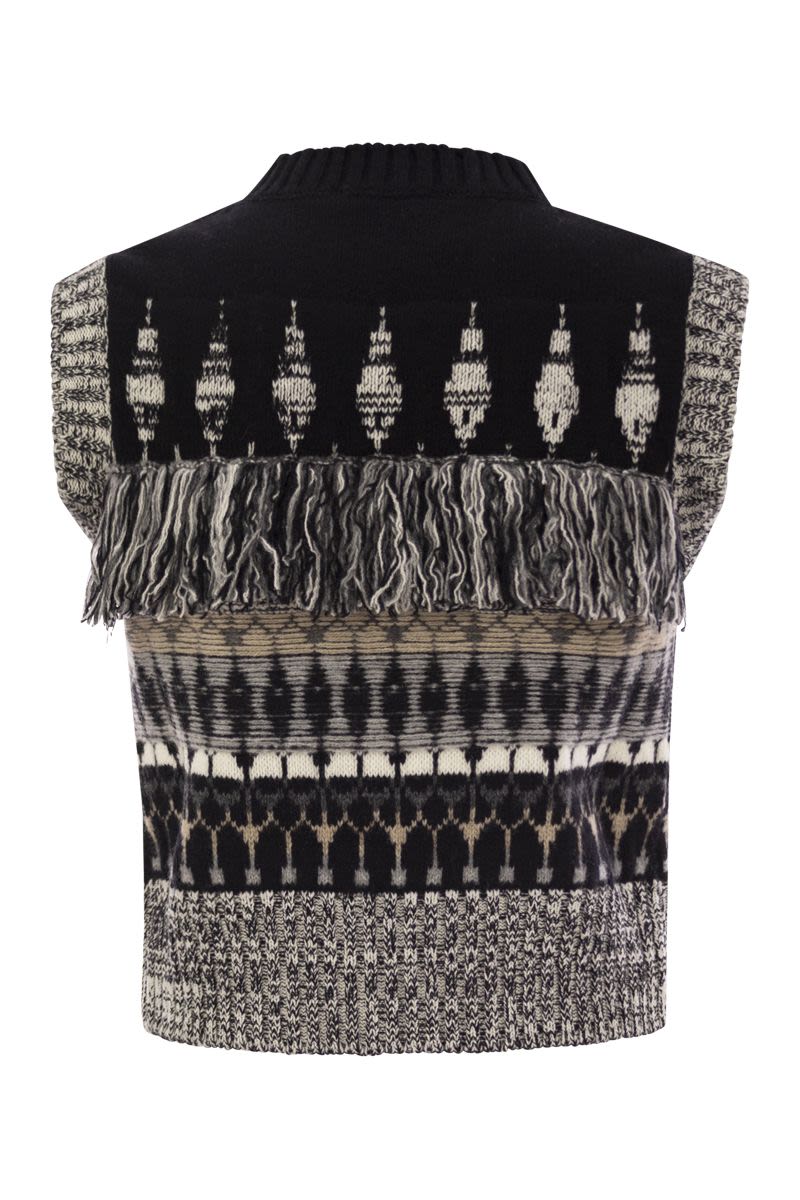 VANISÉ Sleeveless Striped Jacquard Knit Top