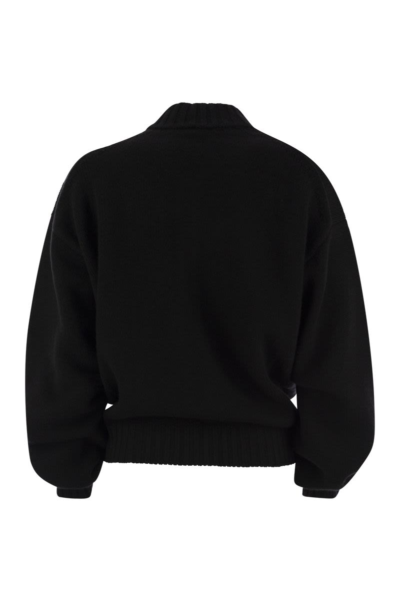 VANISÉ Wool and Cashmere Blend Cardigan with Zip