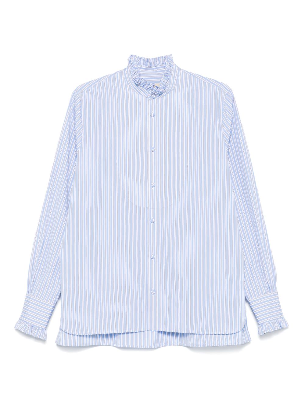 VALENTINO Striped Cotton Shirt with Ruffled Detailing for Men