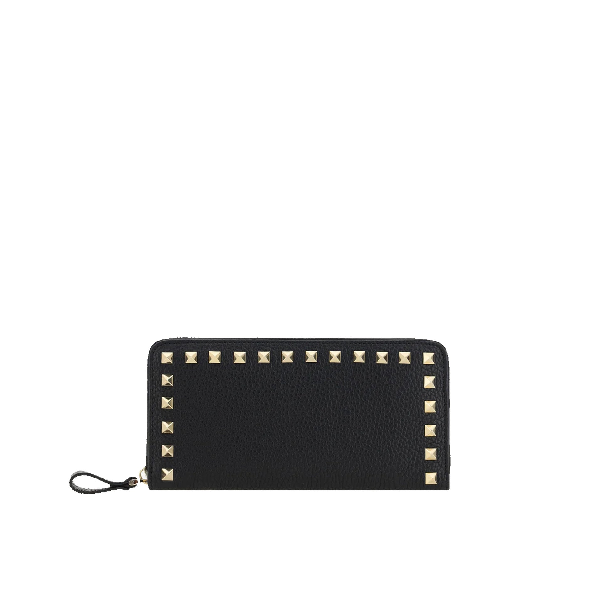 VALENTINO GARAVANI Leather Rockstud Mini Wallet with Gold Accents - 10 cm x 19 cm