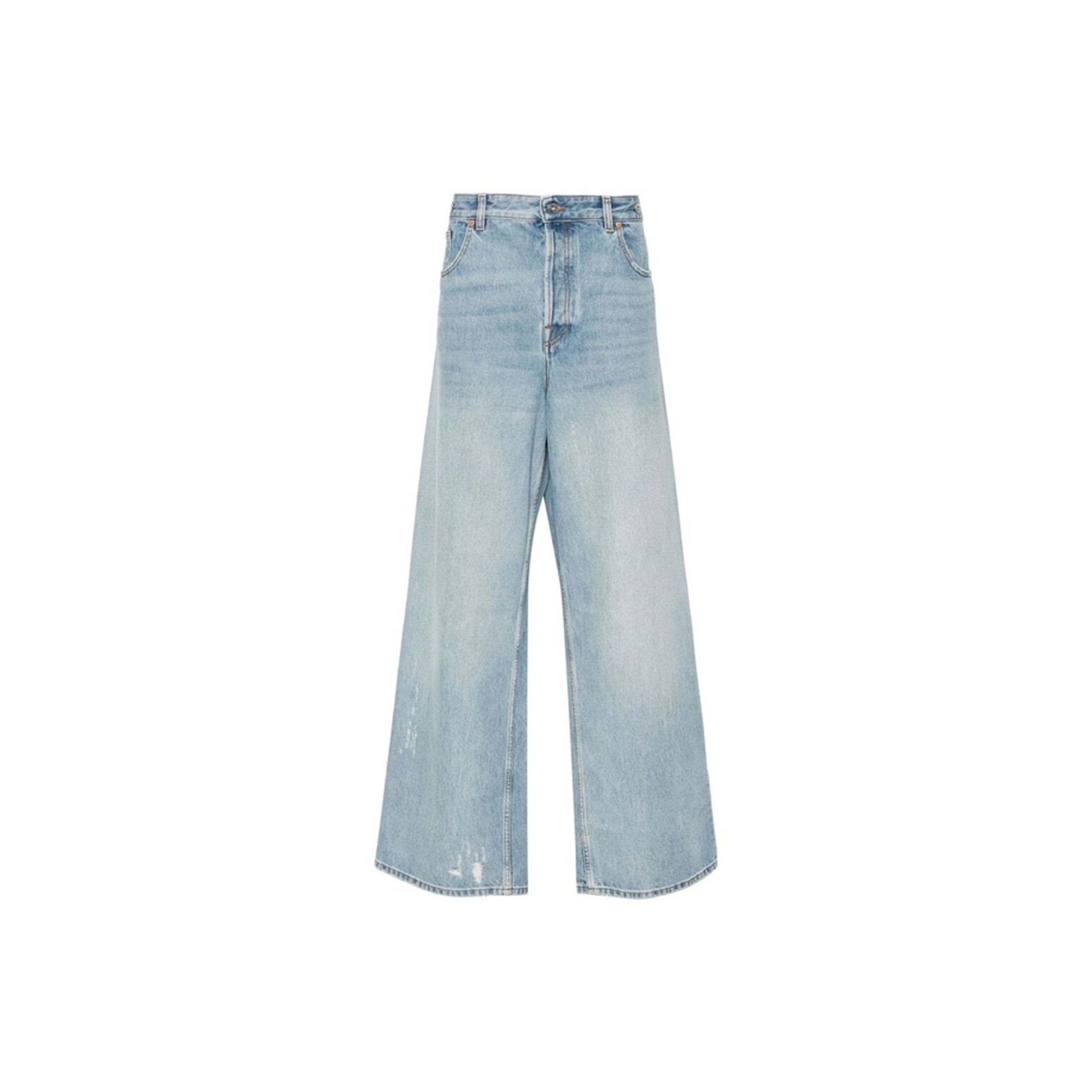 VALENTINO Cotton Denim Jeans with Straight Fit and Wide Leg Design