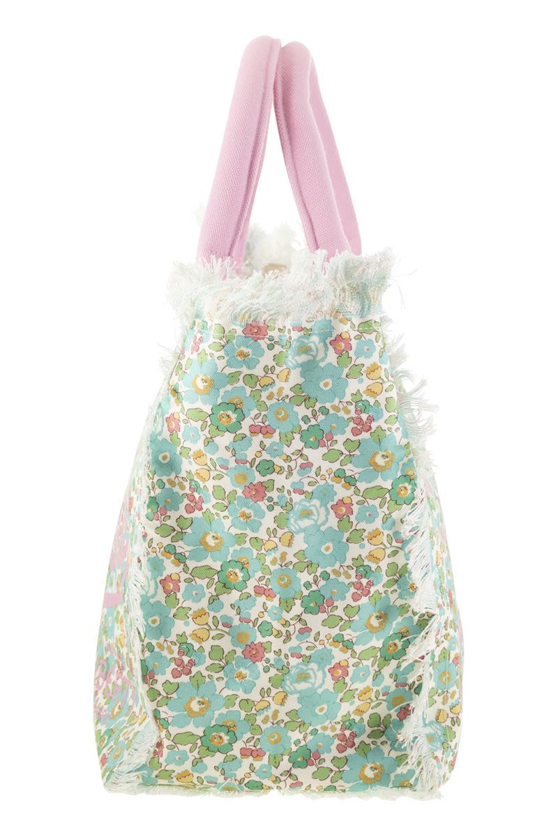 MC2 SAINT BARTH Floral Print Canvas Vanity Tote Handbag - 40x32x20 cm