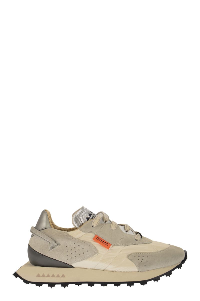 RUN OF Suede and Nylon Trainers - Vintage Style Foam Tongue - Sole Height: 4 CM