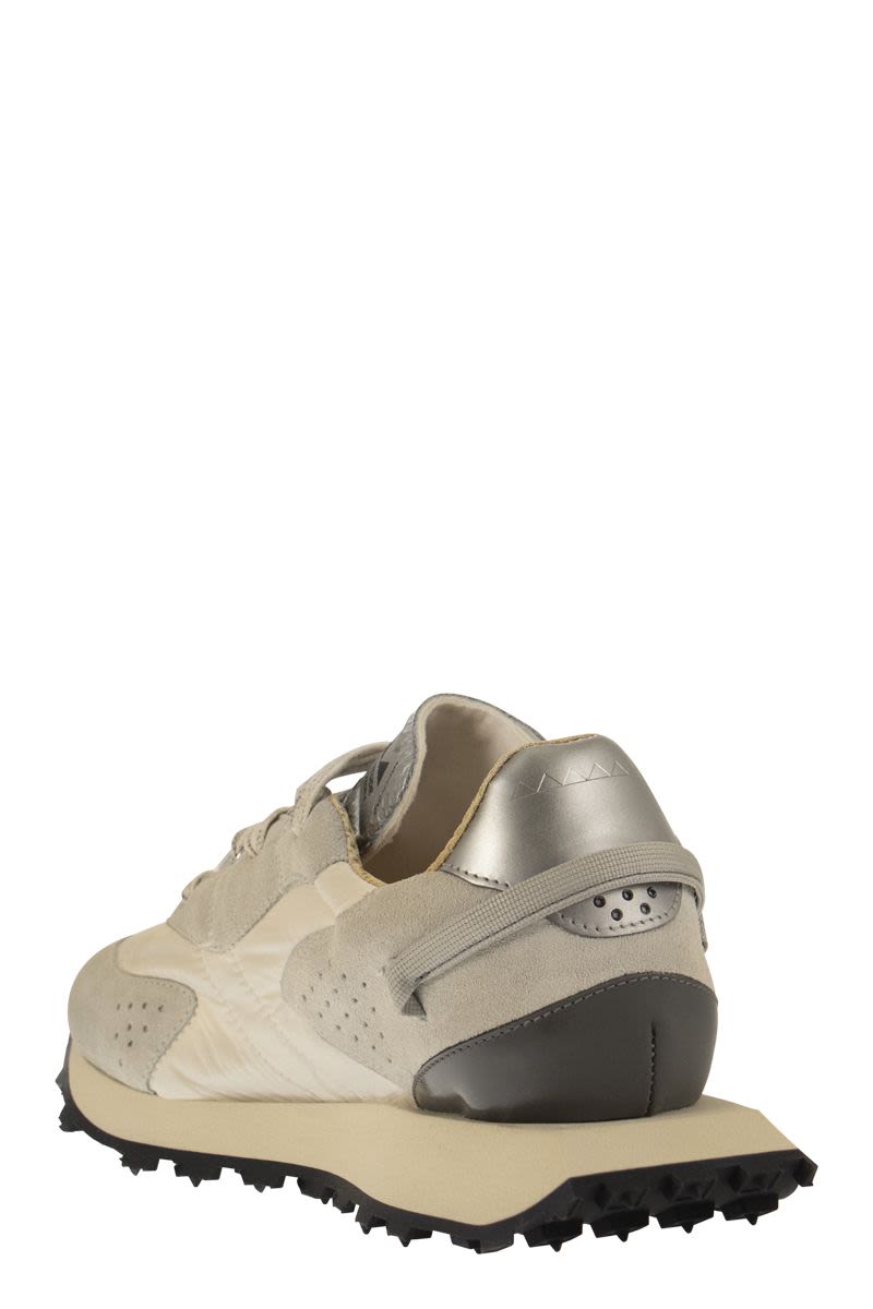 RUN OF Suede and Nylon Trainers - Vintage Style Foam Tongue - Sole Height: 4 CM