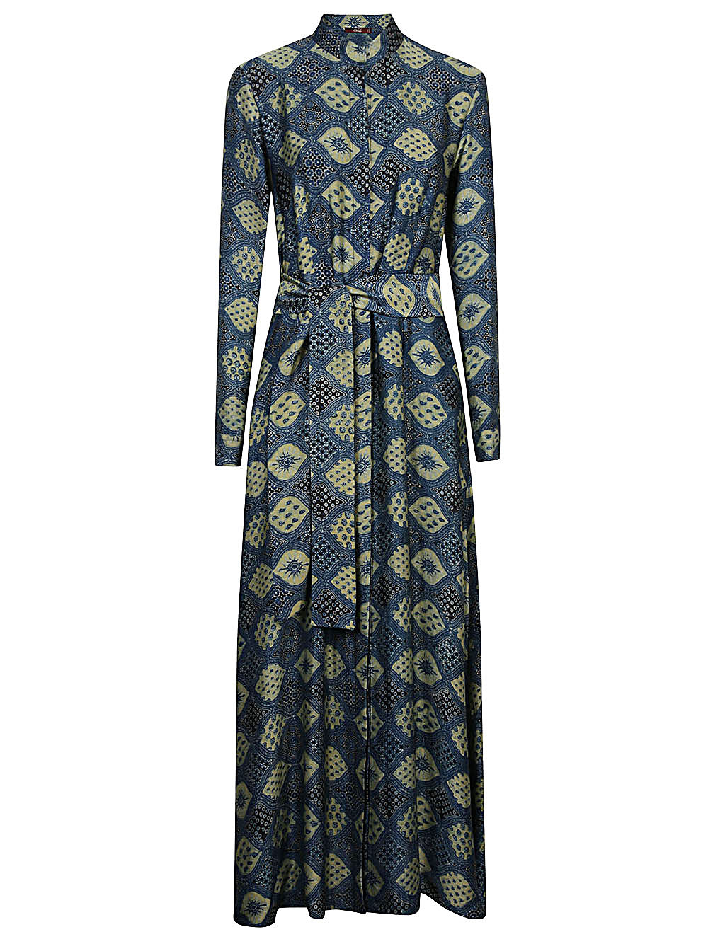 OBIDI Hand-Printed Silk Maxi Dress for Women