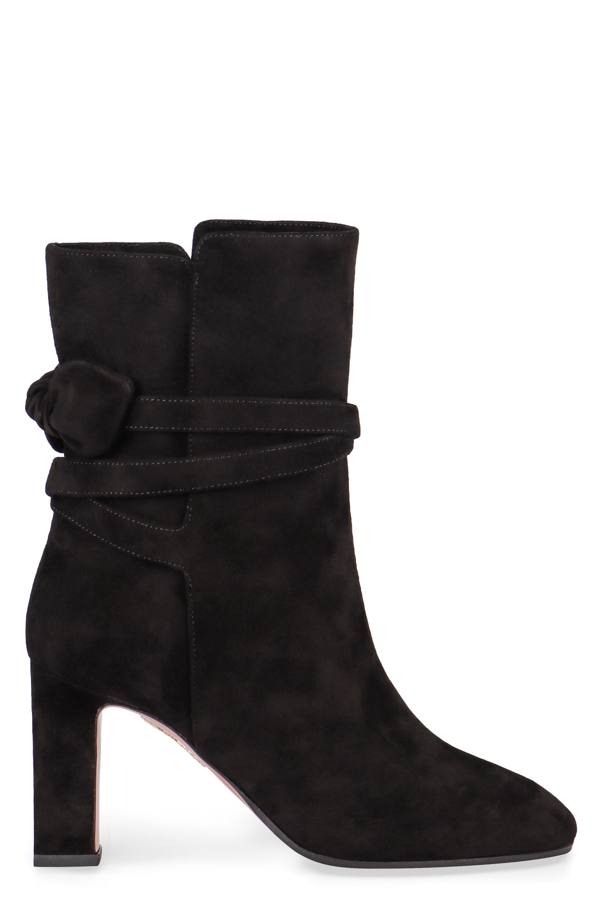 AQUAZZURA Very Bow Tie Suede Ankle Boots