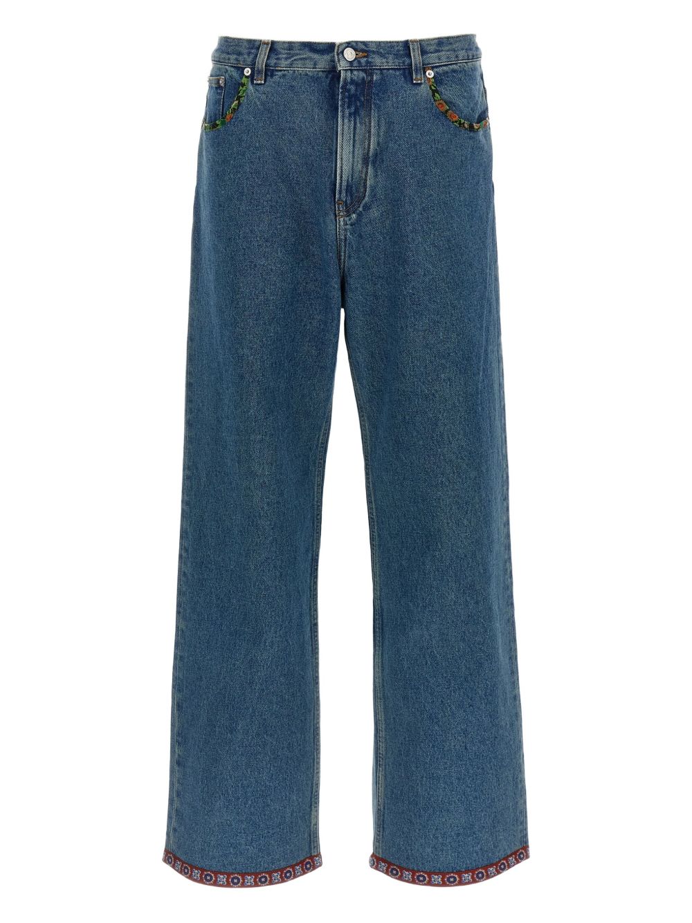 VALENTINO Floral Print Insert Jeans for Men