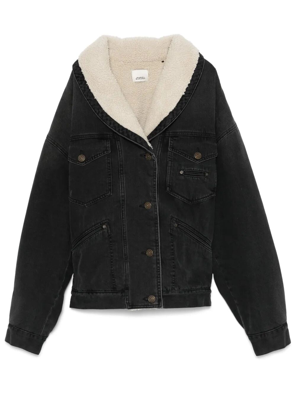 ISABEL MARANT Women's Mini Denim and Faux Fur Jacket