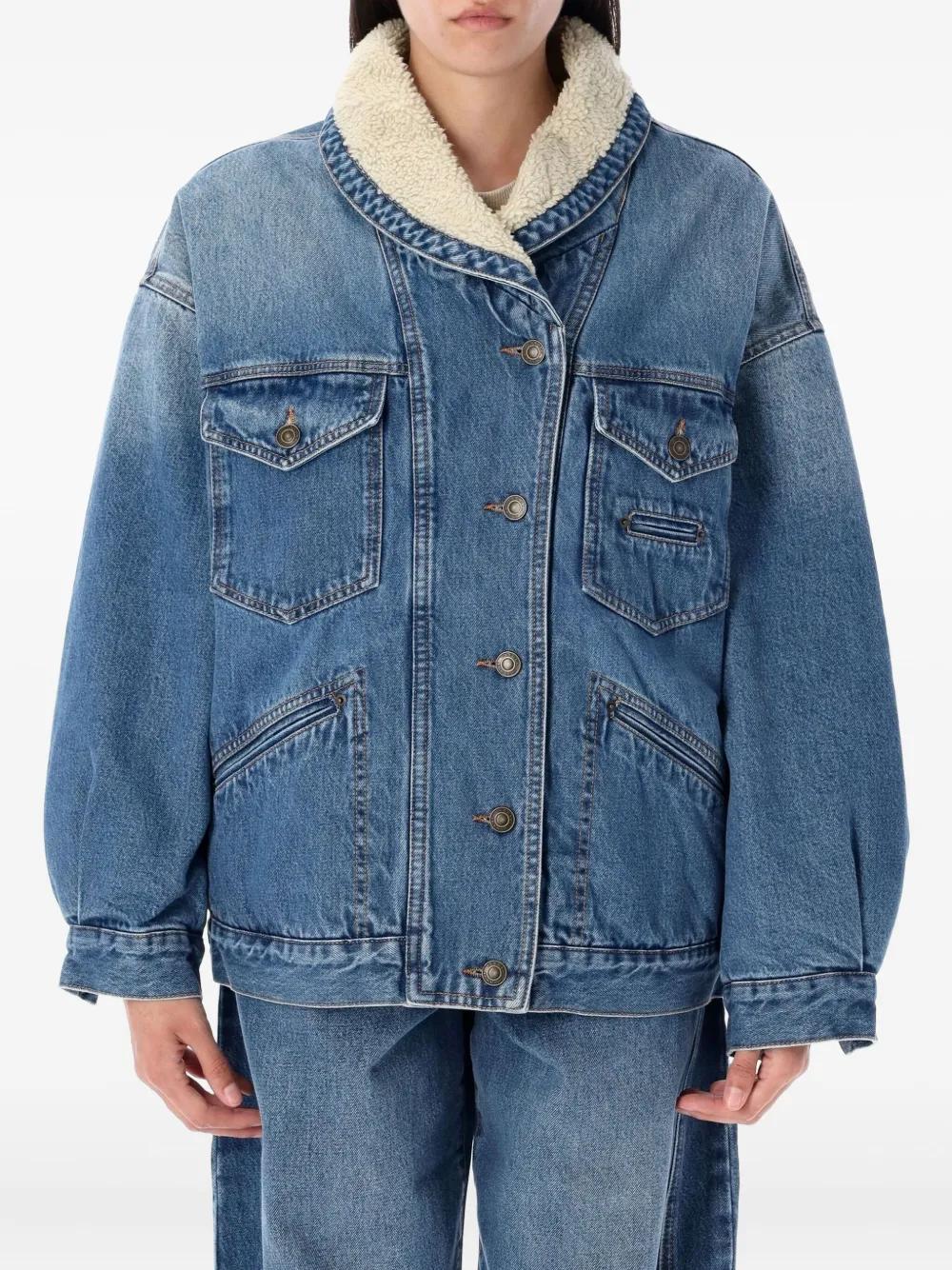 ISABEL MARANT Denim Jacket with Sherpa Collar