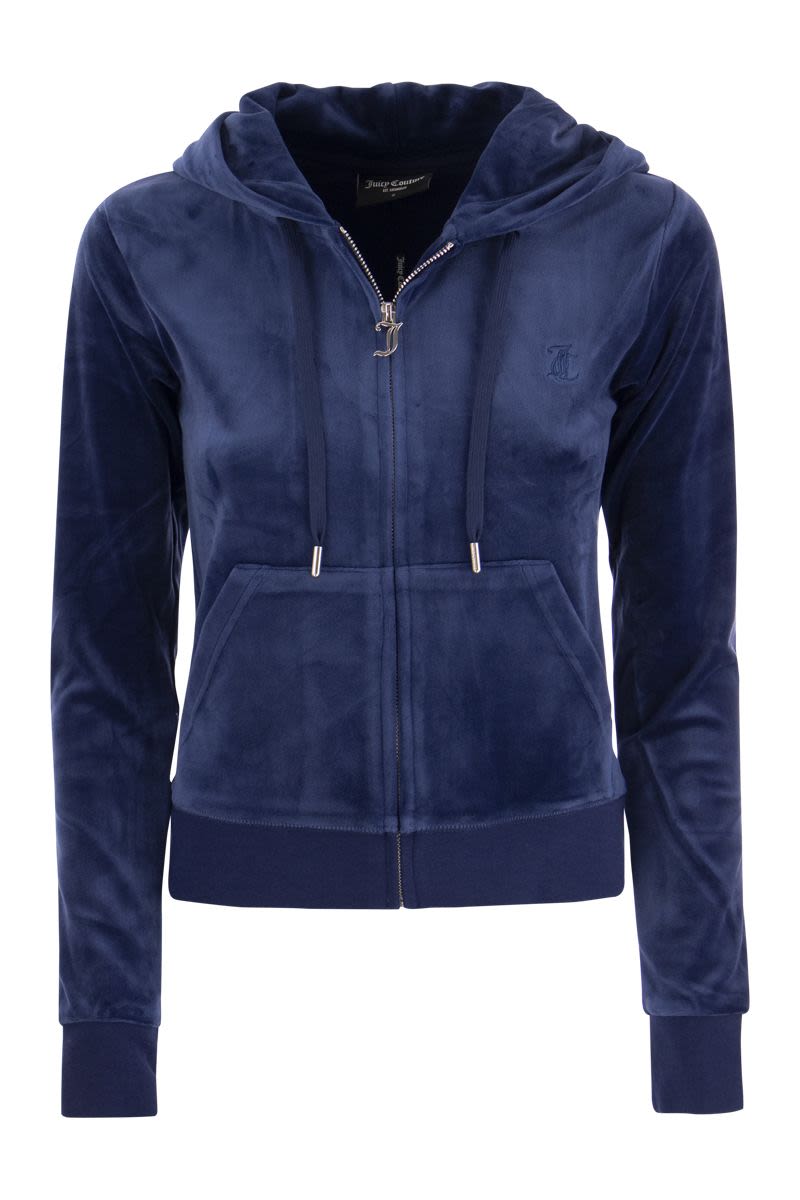 JUICY COUTURE Cotton Velvet Hoodie - Tight Fit