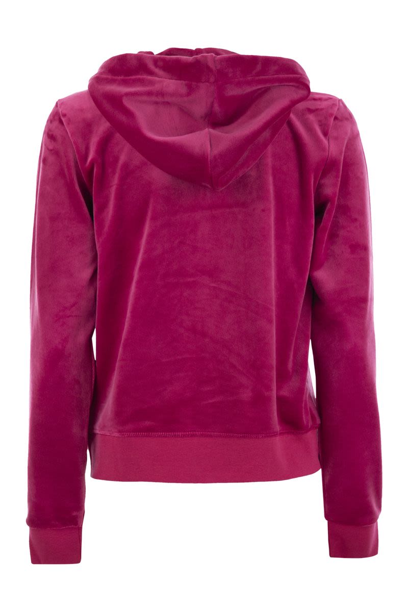 JUICY COUTURE Classic Cotton Velvet Hoodie - Tight Fit