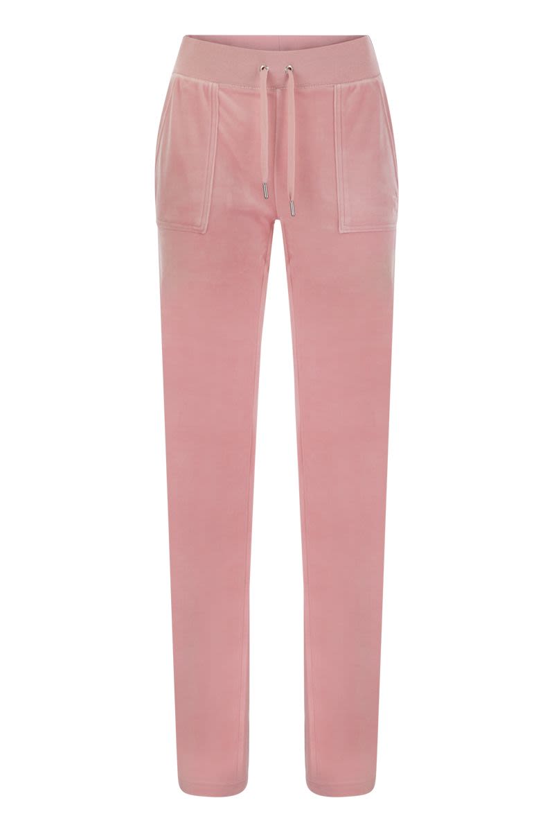 JUICY COUTURE High Waisted Velour Trousers with Maxi Front Pockets
