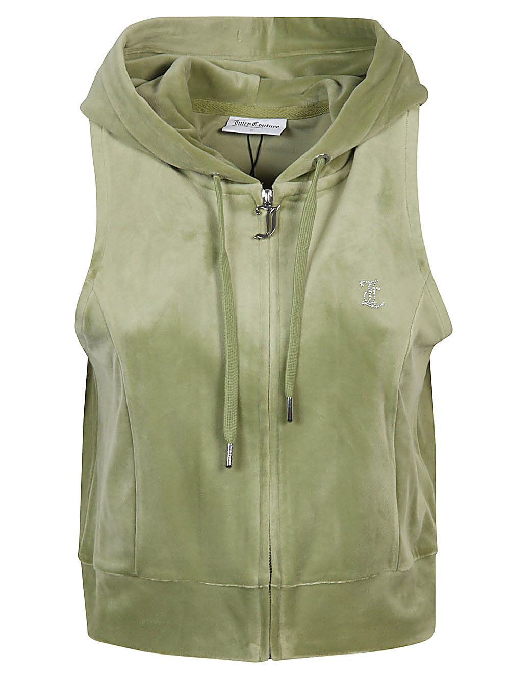 JUICY COUTURE Mini Logo Velour Gilet with Hood