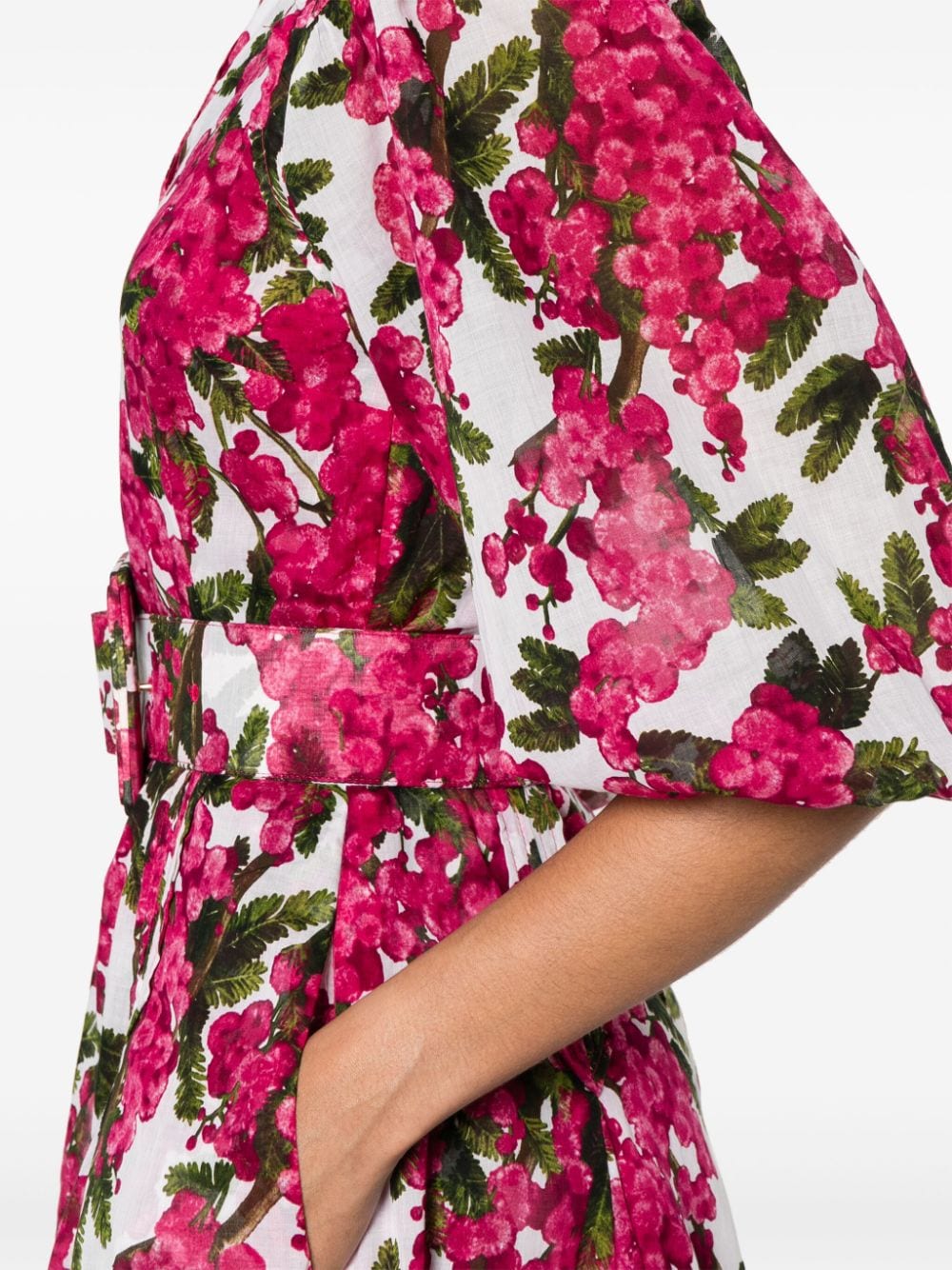 SAMANTHA SUNG Floral Print Midi Shirt Dress