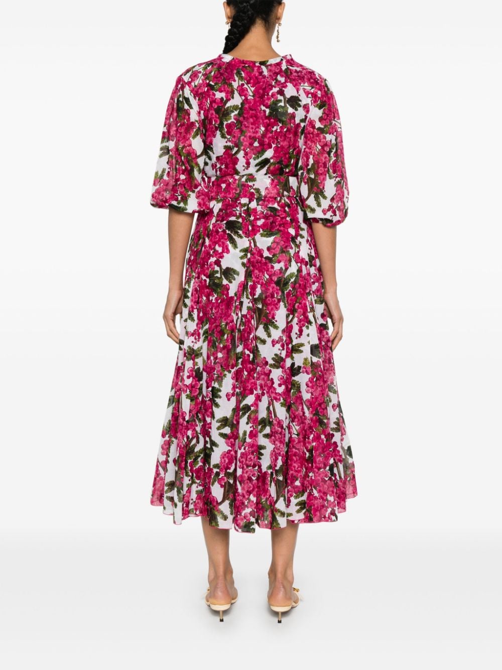 SAMANTHA SUNG Floral Print Midi Shirt Dress