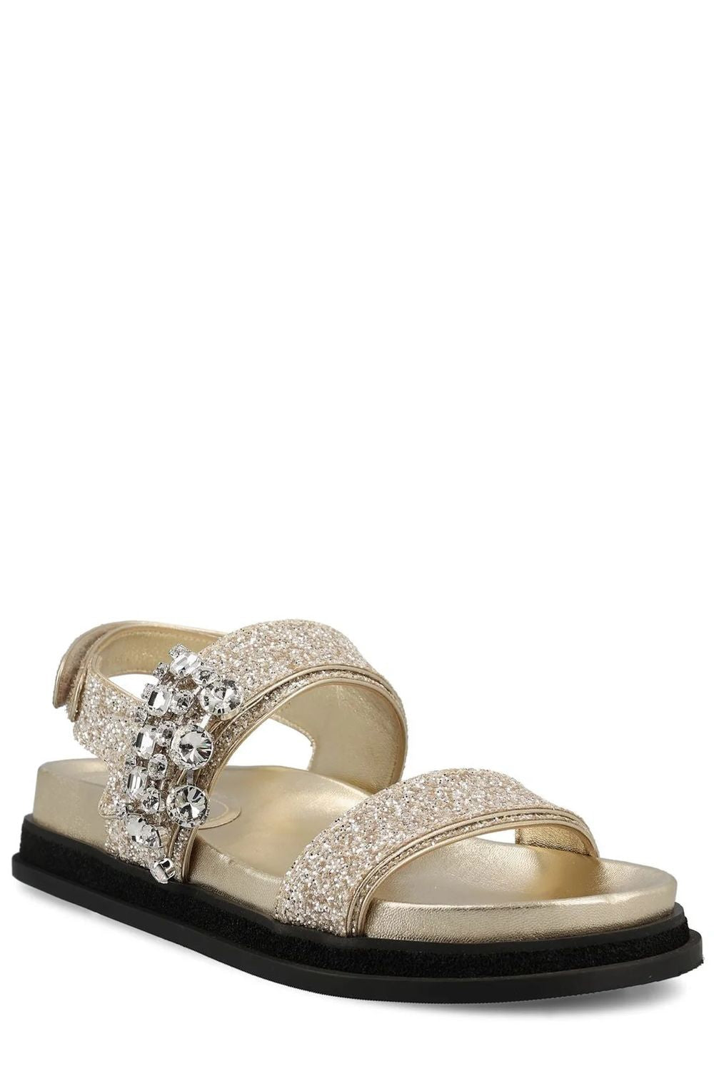JIMMY CHOO Glitter Strap Velcro Sandals