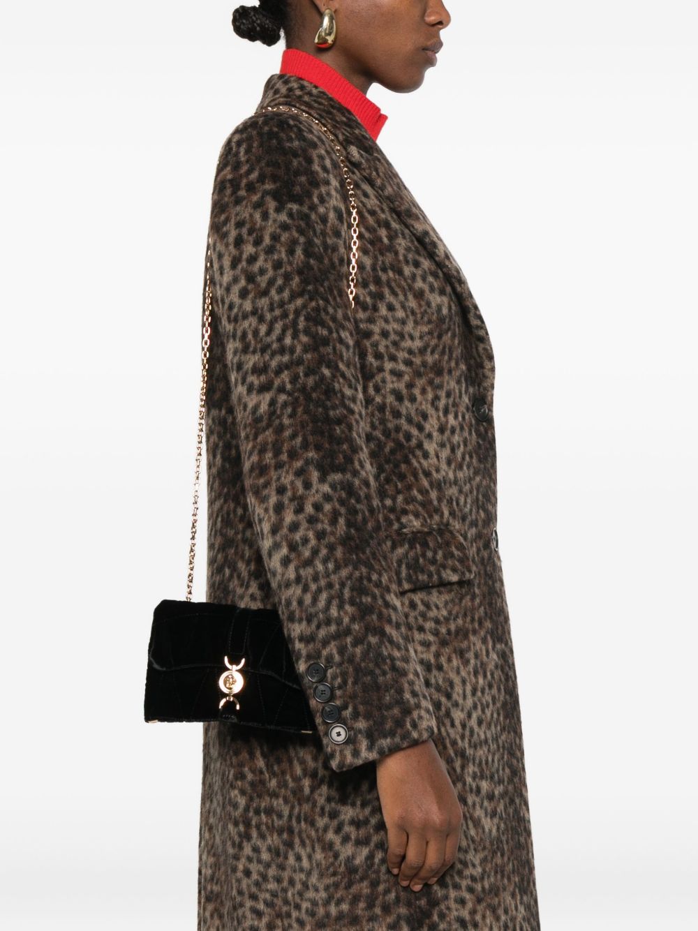 VERSACE Mini Quilted Velvet Clutch with Chain Strap