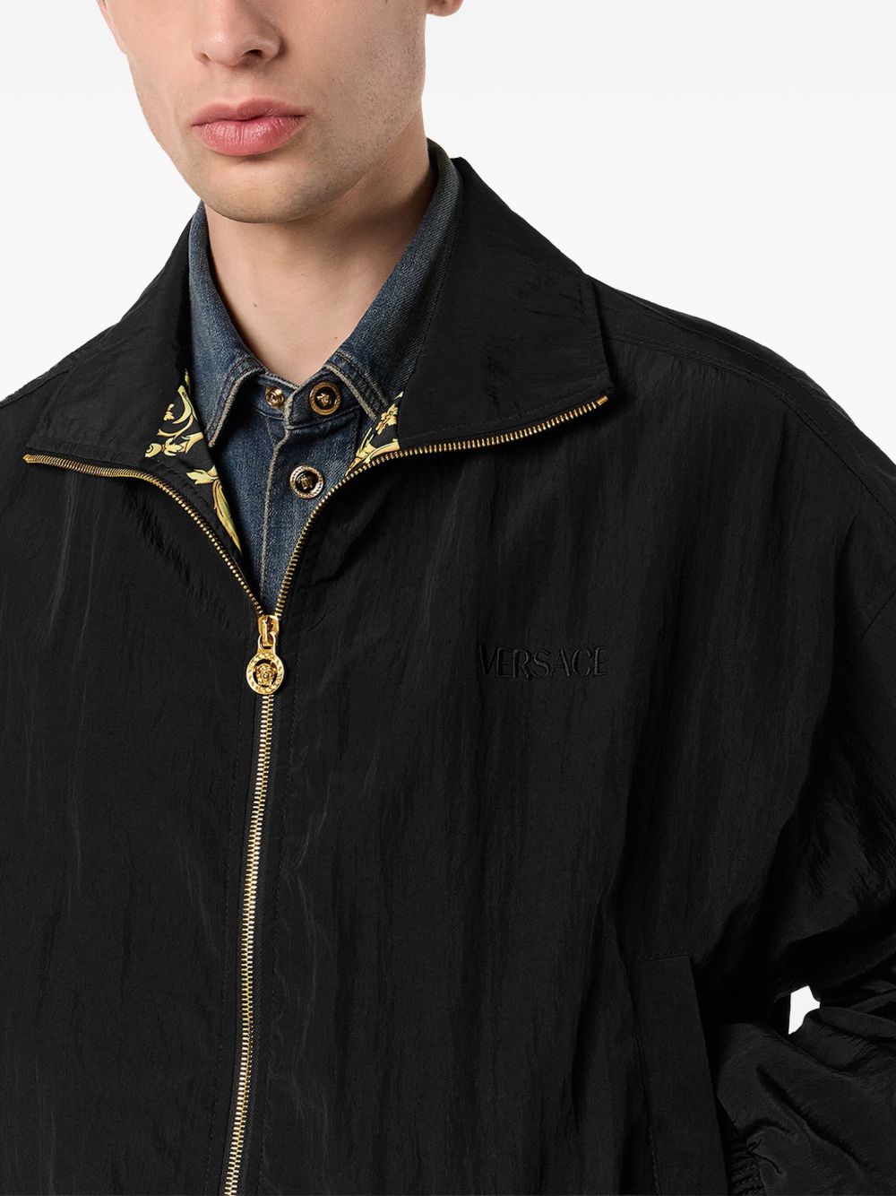 VERSACE Stylish Crinkled Effect Windbreaker Jacket - FW25