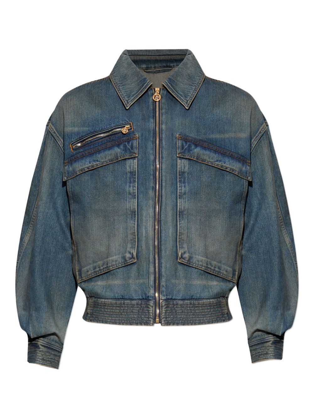VERSACE Stylish Oversized Denim Bomber Jacket for Men
